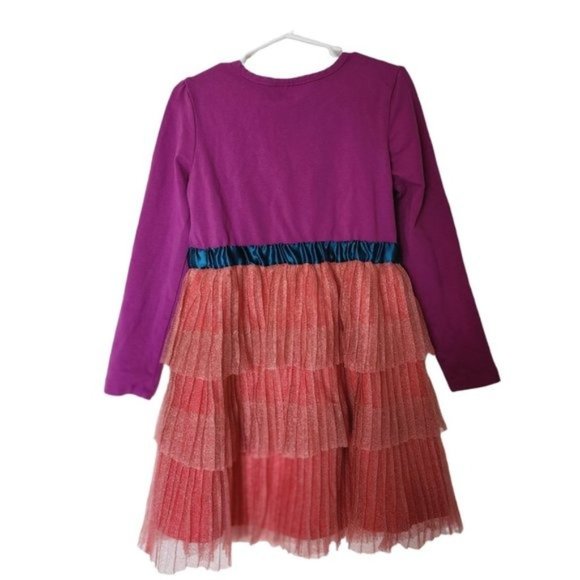 Hanna Andersson Dress Tulle Sparkle Purple Ruffle Bow size 110 size 5 Years - Picture 6 of 7